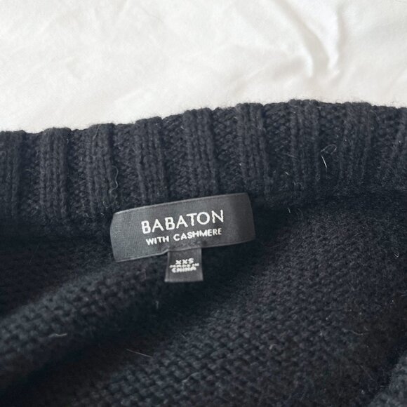 Aritzia Babaton Black Wool Cashmere Crewneck Boxy Fit Pullover Sweater Size XXS - Picture 3 of 5
